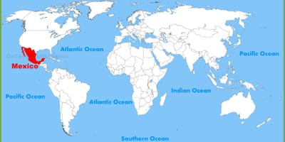 Carte du monde avec le Mexique