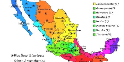 Carte météo du Mexique