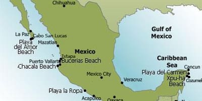 De la côte est du Mexique carte