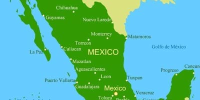 La côte ouest du Mexique carte