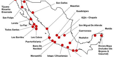 Carte du Mexique destinations