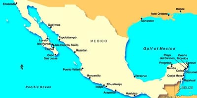 Carte du Mexique ports de croisière