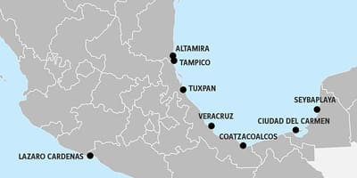 Carte du Mexique ports