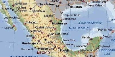Carte du Mexique ruines