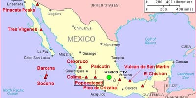 Carte du Mexique volcan