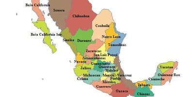 Carte du Mexique provinces