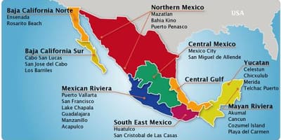 Carte de la riviera mexicaine