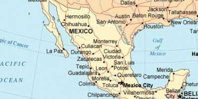 Carte du sud du Mexique